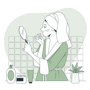 A woman doing her skin care using jaber products